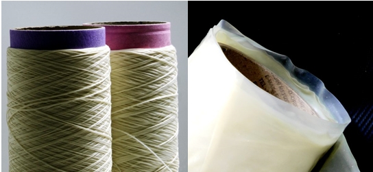 圖4 「QMILK」牛奶紗線（左）及薄膜產品（右）