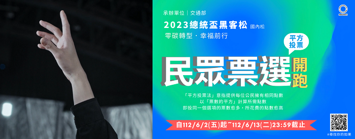 另開視窗，連結到2023總統盃黑客松提案民眾票選活動