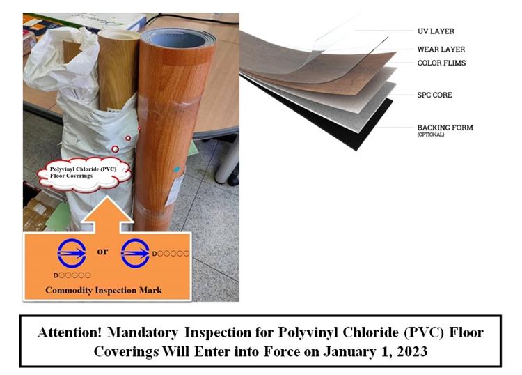 Attention! Mandatory Inspection for Polyvinyl Chloride (PVC) Floor Coverings Will Enter into Force on January 1, 2023