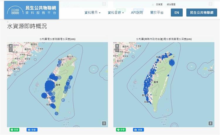 進入颱風季經濟部水利署隨時警戒監控做好防颱準備—民生公共物聯網_淹水感測器OPEN DATA