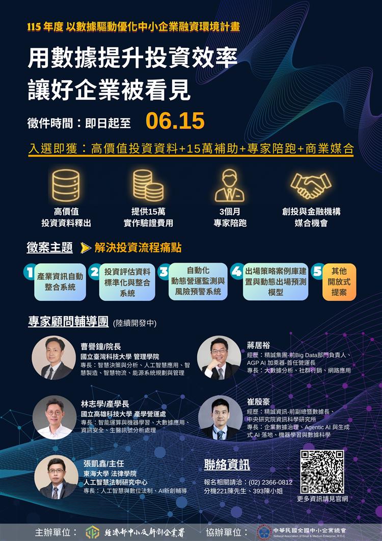 徵案DM_115年度以數據驅動優化中小企業融資環境計畫