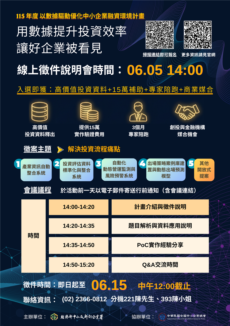 115年度｜以數據驅動優化中小企業融資環境計畫 線上徵件說明會dm