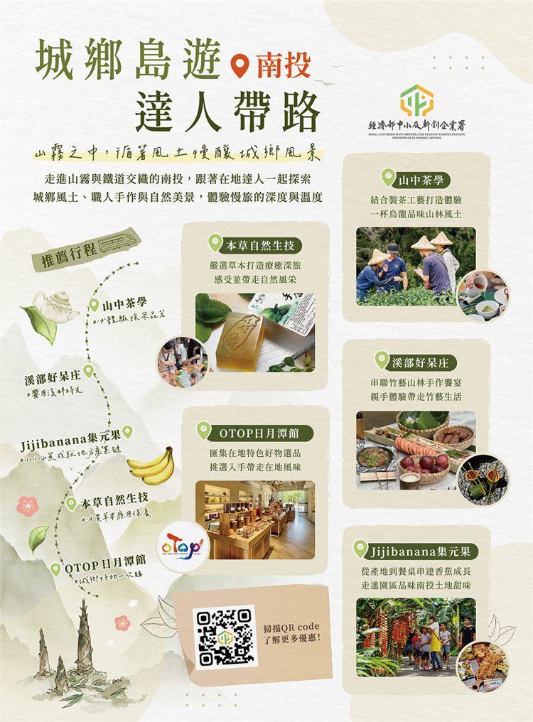 中企署城鄉島遊與臺鐵靚道專刊合作以南投為題，推薦民眾體驗在地特色產業多元樣貌。