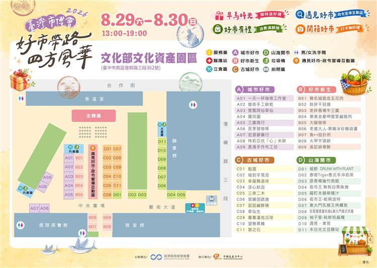 圖說6：「2026臺灣市博會」中區場活動合作攤位一覽表