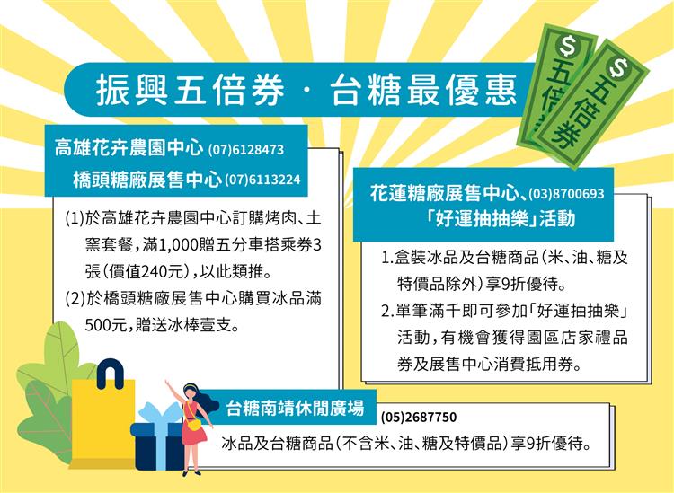 位於嘉義、高雄及花蓮等地區的台糖觀光休閒園區也推出多樣化的促銷方案