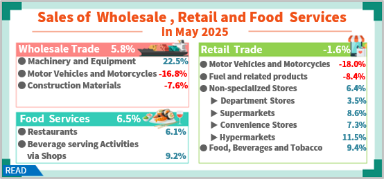 Sales of Wholesale, Retail and Food Services in May 2025