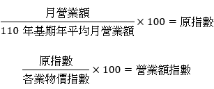 營業額指數計算公式