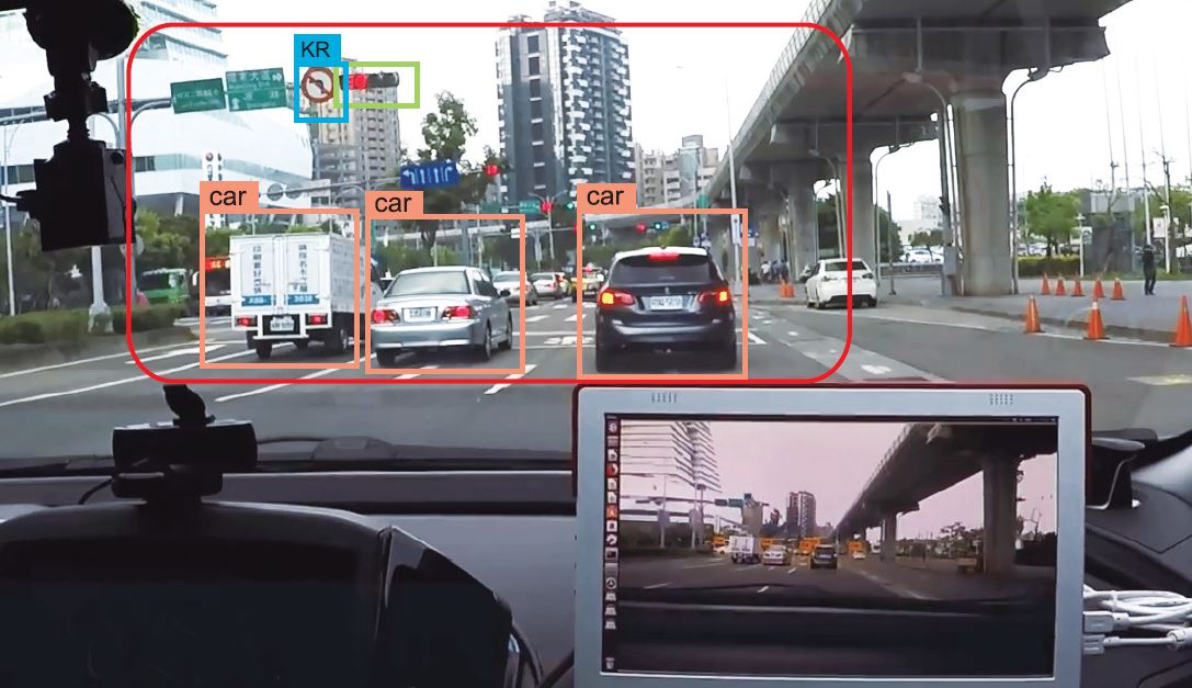 障礙物偵測系統可以辨識交通號誌、車輛及行人