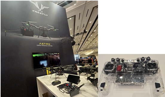 圖6 美商FREEFLY展示無人機與控制器模組，強調美國製造符合NDAA、BLUE UAS認證
