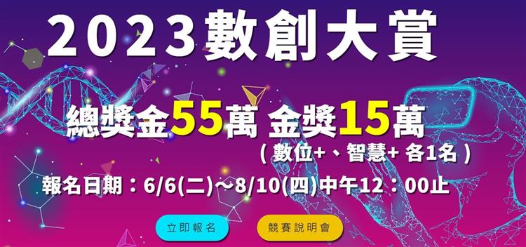  2023數創大賞競賽等你來挑戰 總獎金55萬元！(活動徵件海報2)