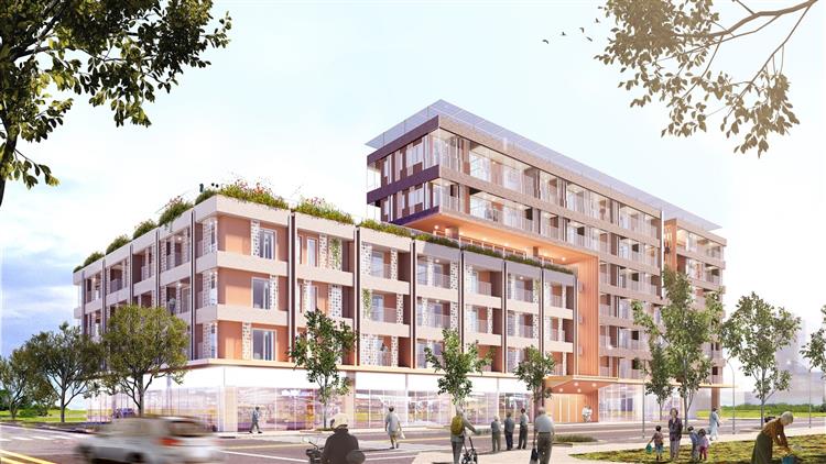 台糖為照顧高齡者居住需求，率先於臺南市興建崇賢銀髮住宅，此為外觀模擬圖。