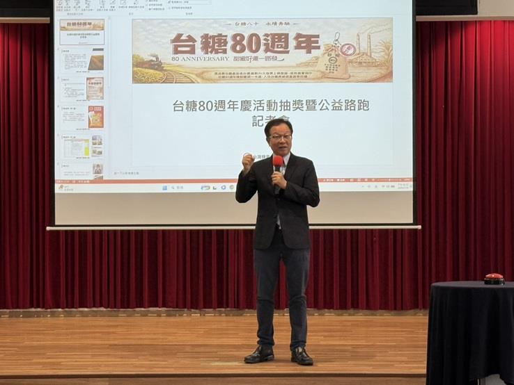 台糖公司董事長吳明昌今(14)日於記者會致詞。