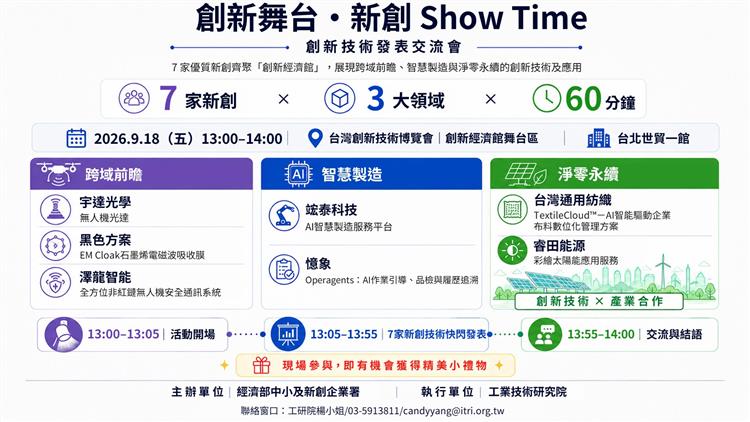 歡迎參與9月18日(五)下午1時創新技術發表交流會