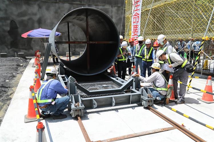 運用軌道及台車結合BIM模擬施工程序－湖山水庫原水管工程