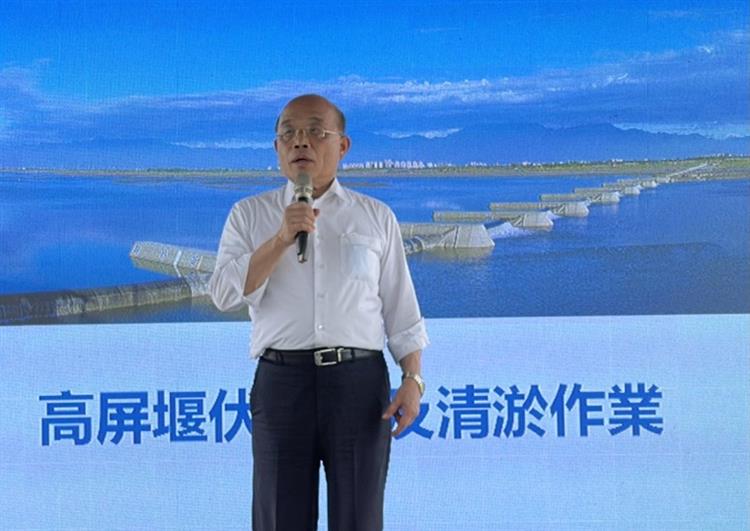 蘇院長視察高屏溪攔河堰上游的伏流水設施及清淤－院長致詞