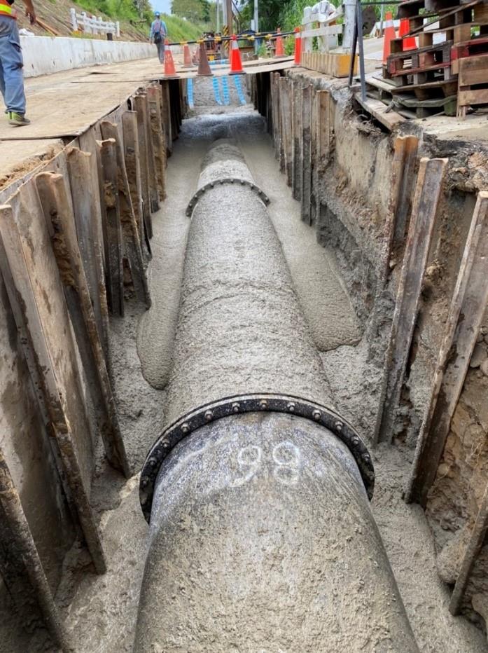 新埔鎮褒忠路備援管線工程完工通水，確保大新竹地區供水穩定-∮1350mm DIP管線埋設